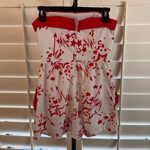 Vintage Shadows Size 5 Strapless Corset Romper White Red Star Print Eclectic